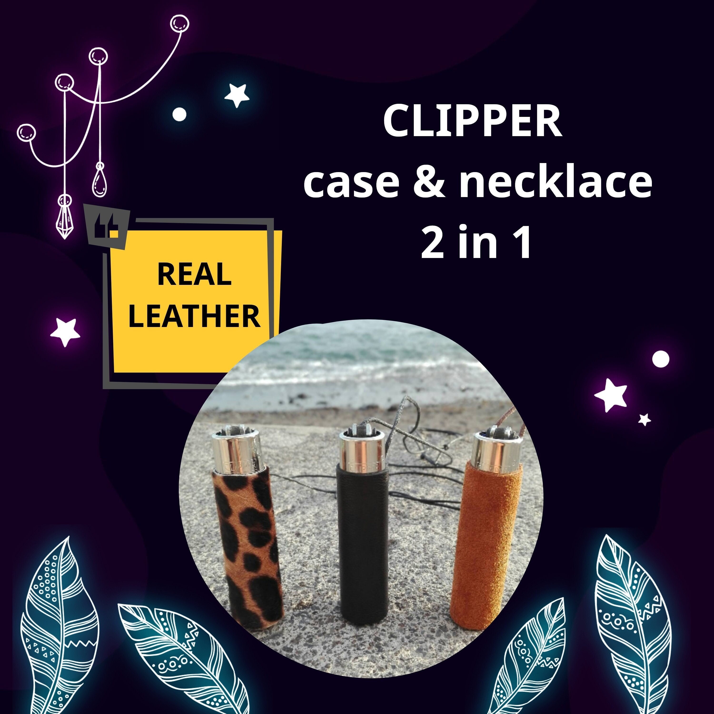Leather Lighter Case Clipper Case With Sliding Cord Holder -  UK
