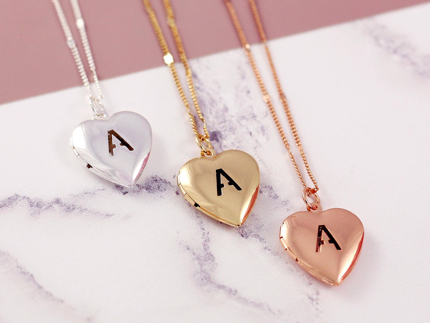 Heart Locket Initial Locket Picture Locket Personalized Etsy