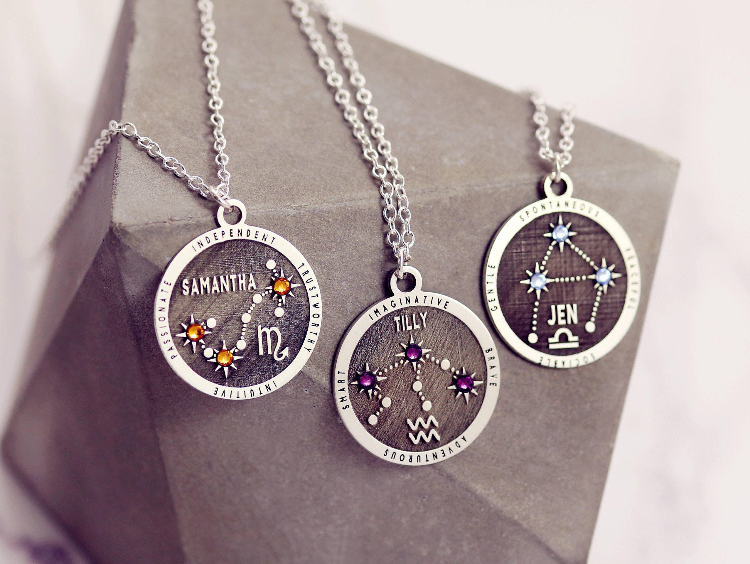 Silver Chain Necklace Zodiac At Leona Freedman Blog
