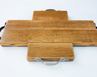 Unique Cross Platter/ Cheese Board/ Cutting Board made from vintage wine barrel