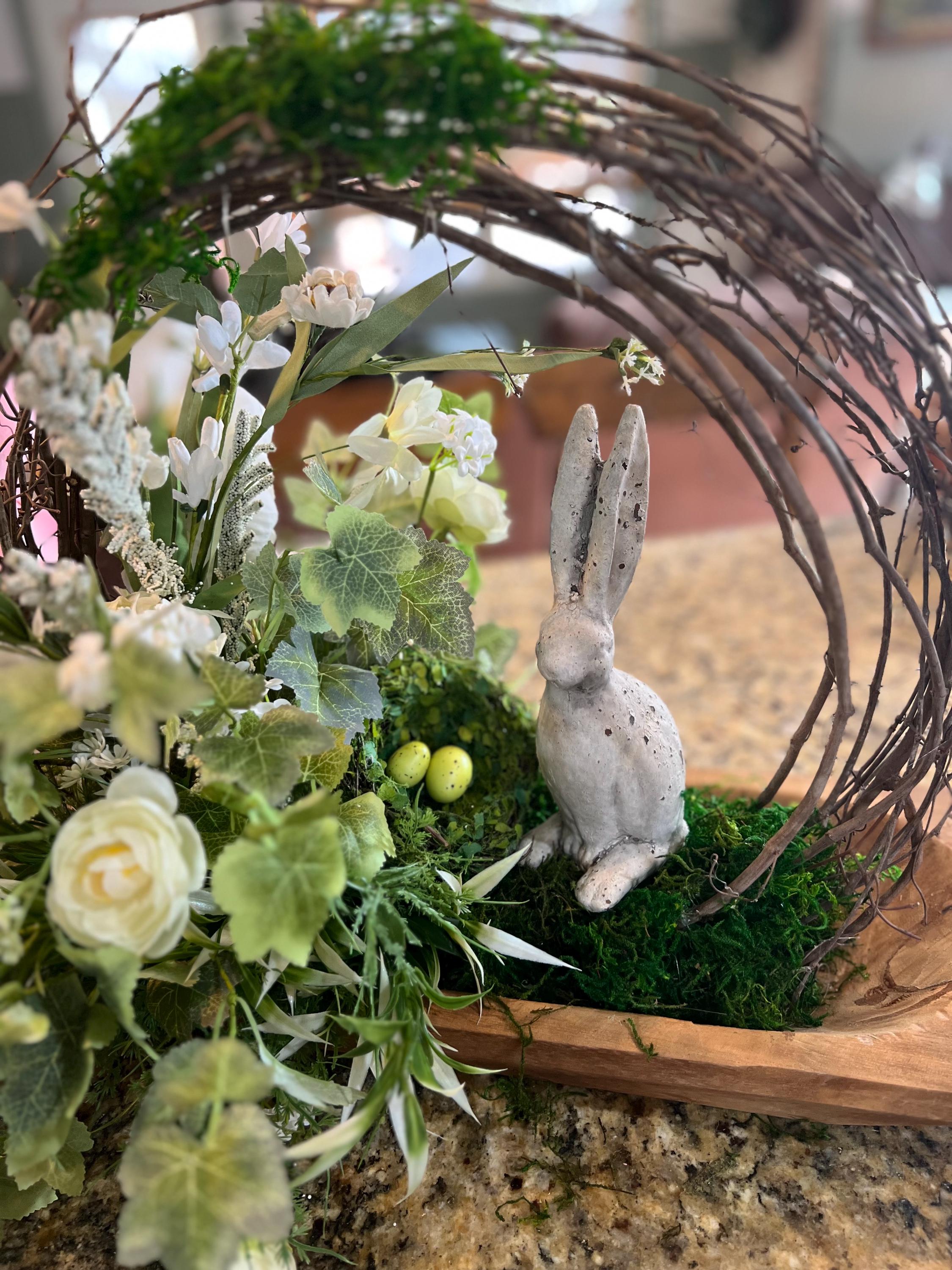 Spring Centerpiece, Rabbit Centerpiece, Doughbowl Centerpiece, Neutral ...