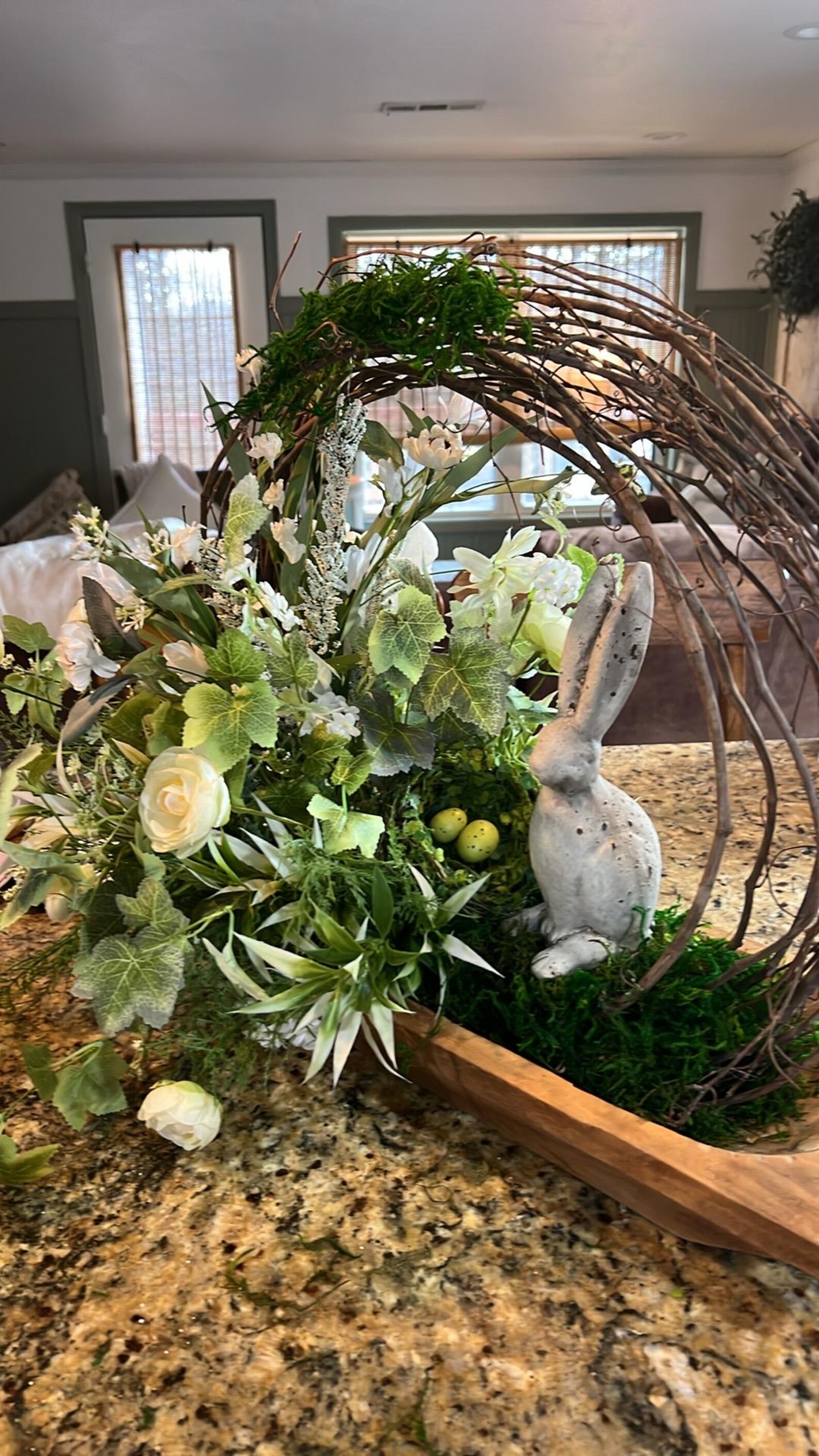 Spring Centerpiece, Rabbit Centerpiece, Doughbowl Centerpiece, Neutral ...