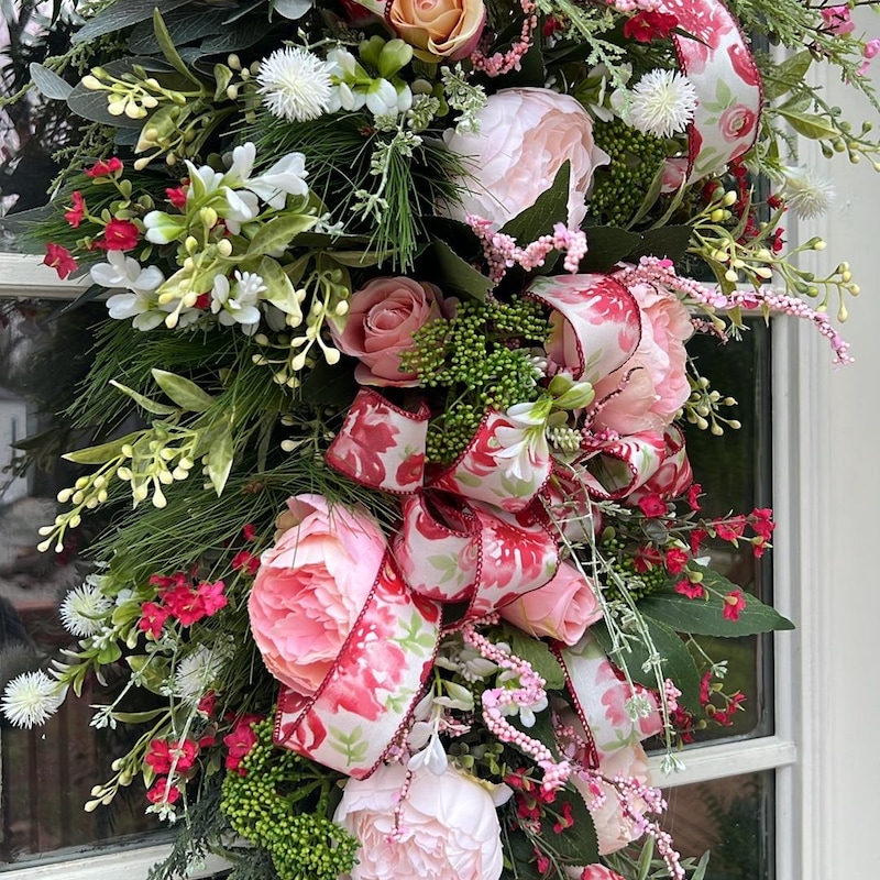 Pink Floral Door Swag - Etsy