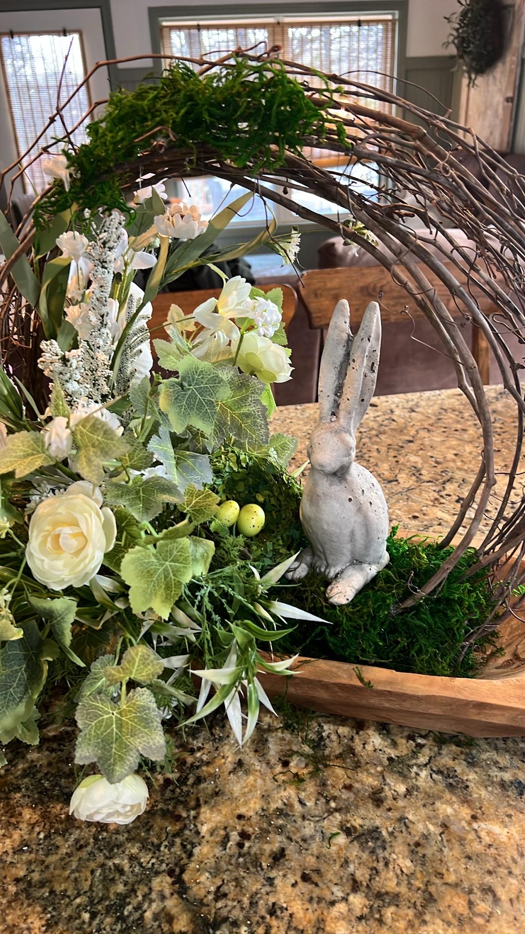 Spring Centerpiece, Rabbit Centerpiece, Doughbowl Centerpiece, Neutral ...