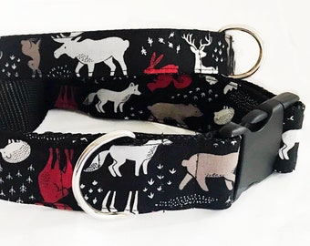 Wildlife! Moose, Deer, Bears and Rabbits! - Handmade MARTINGALE or BUCKLE dog collar