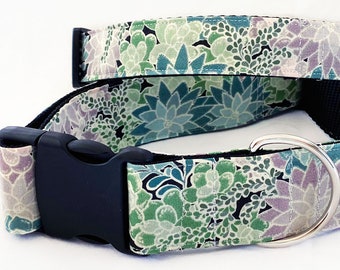 Succulents!- Handmade MARTINGALE or BUCKLE dog or cat collar