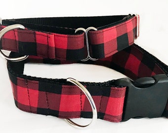 Buffalo Check Plaid! - Handmade MARTINGALE or BUCKLE dog collar