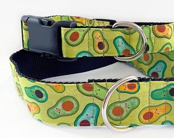 Happy Avocados! - Handmade MARTINGALE or BUCKLE dog collar