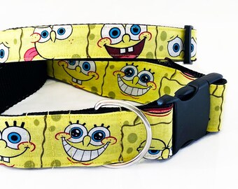 Spongebob Squarepants! - Handmade MARTINGALE or BUCKLE dog collar