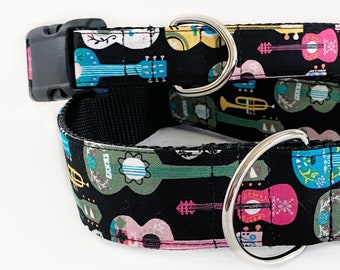 Spanish Guitars! - Handmade MARTINGALE or BUCKLE dog collar