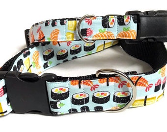 Sushi! Food! - Handmade MARTINGALE or BUCKLE dog collar