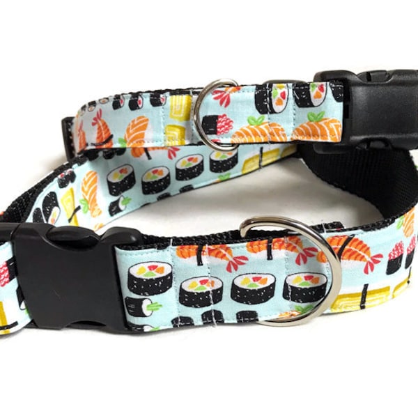 Sushi! Food! - Handmade MARTINGALE or BUCKLE dog collar