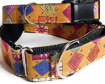 Modern Folkart! - Handmade MARTINGALE or BUCKLE dog collar