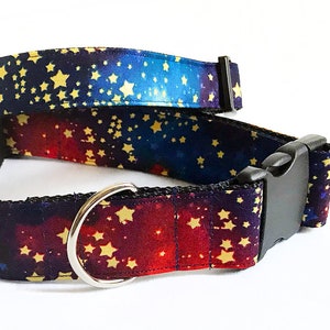 Metallic Stars Solar System Handmade MARTINGALE or BUCKLE dog collar image 1