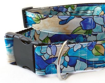 Stained glass floral!- Handmade MARTINGALE or BUCKLE dog collar