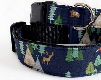 Tiny Forest! - Handmade MARTINGALE or BUCKLE dog collar