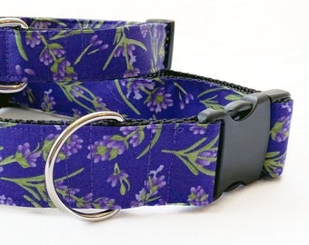 Lavender! Purple herbs! Handmade MARTINGALE or BUCKLE dog collar