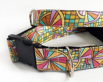 Stained Glass! - Handmade MARTINGALE or BUCKLE dog collar