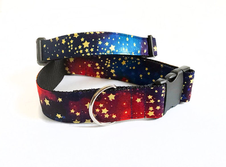 Metallic Stars Solar System Handmade MARTINGALE or BUCKLE dog collar image 1