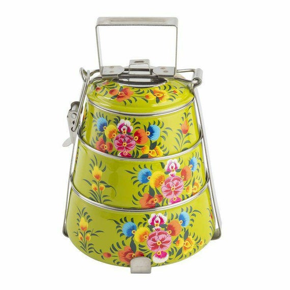 Handmade Designer Lunch Box Hand-painted Tiffin Box 3 Tier -  Israel