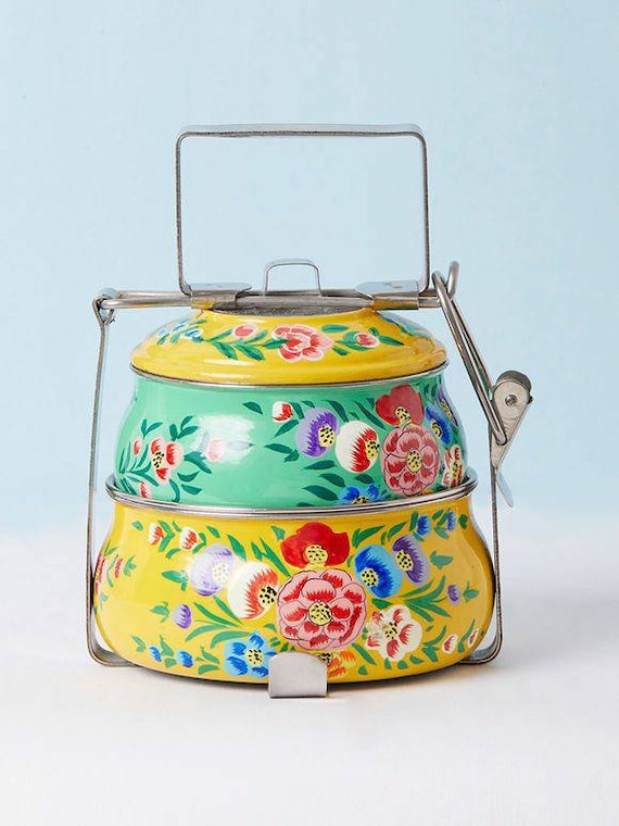 Handmade Designer Lunch Box Hand-painted Tiffin Box 2 Tier 