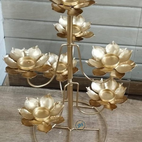 Lotus flower urli candle stand/ diya urli/Candle Festive Decor urli/urli with stand -Event/wedding/Diwali/Christmas decoration