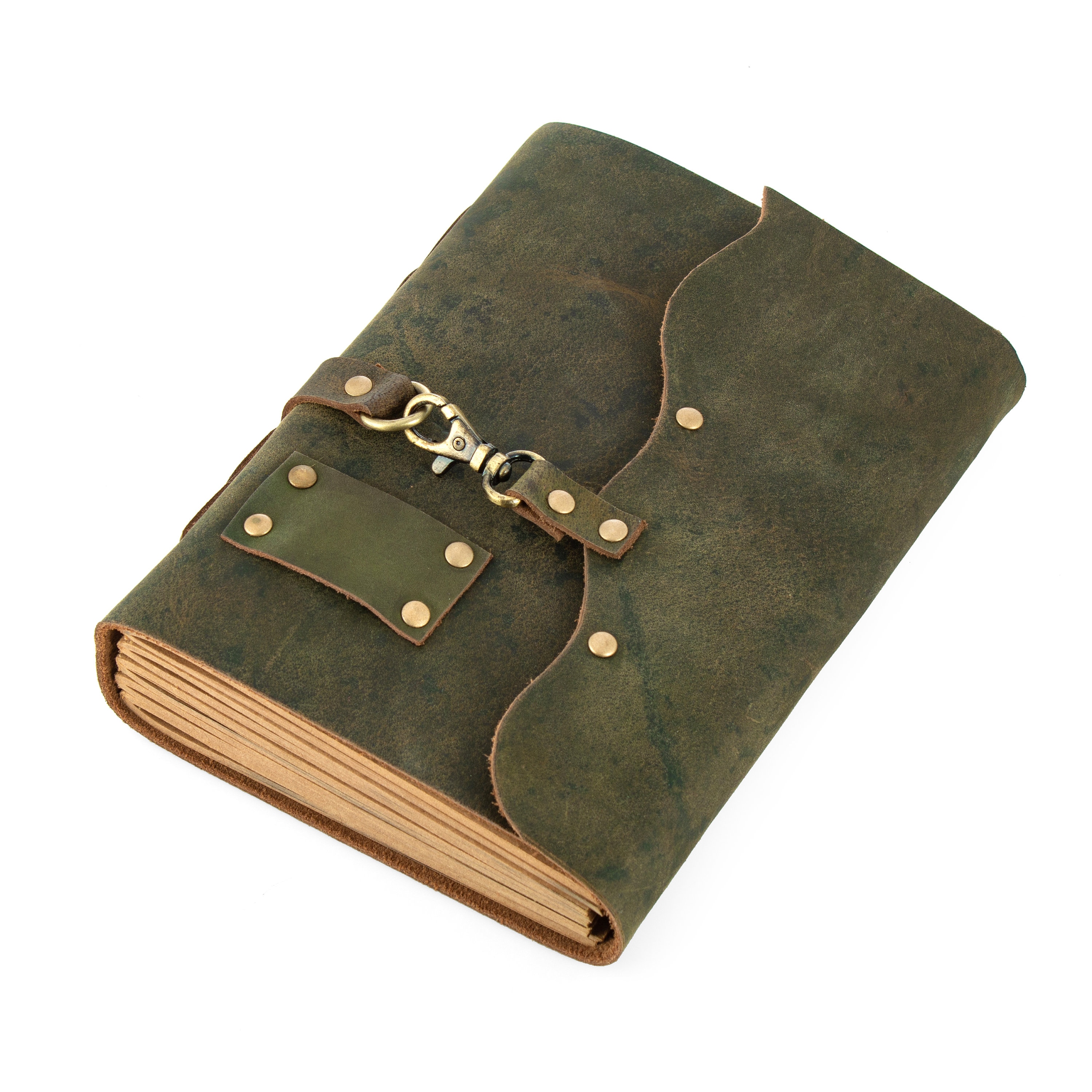 Rocky Mountains Travel Journal  Green Traditional Leather – Graphic Image