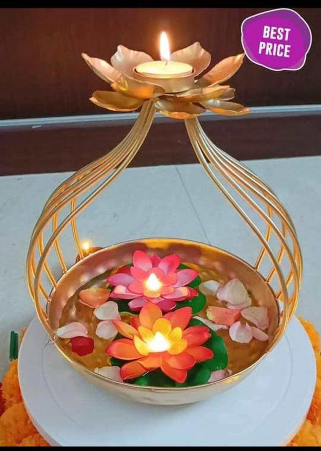 2 Pc Set Lotus Urli Candle Stand/ Diya Holder/candle Festive Decor Urli