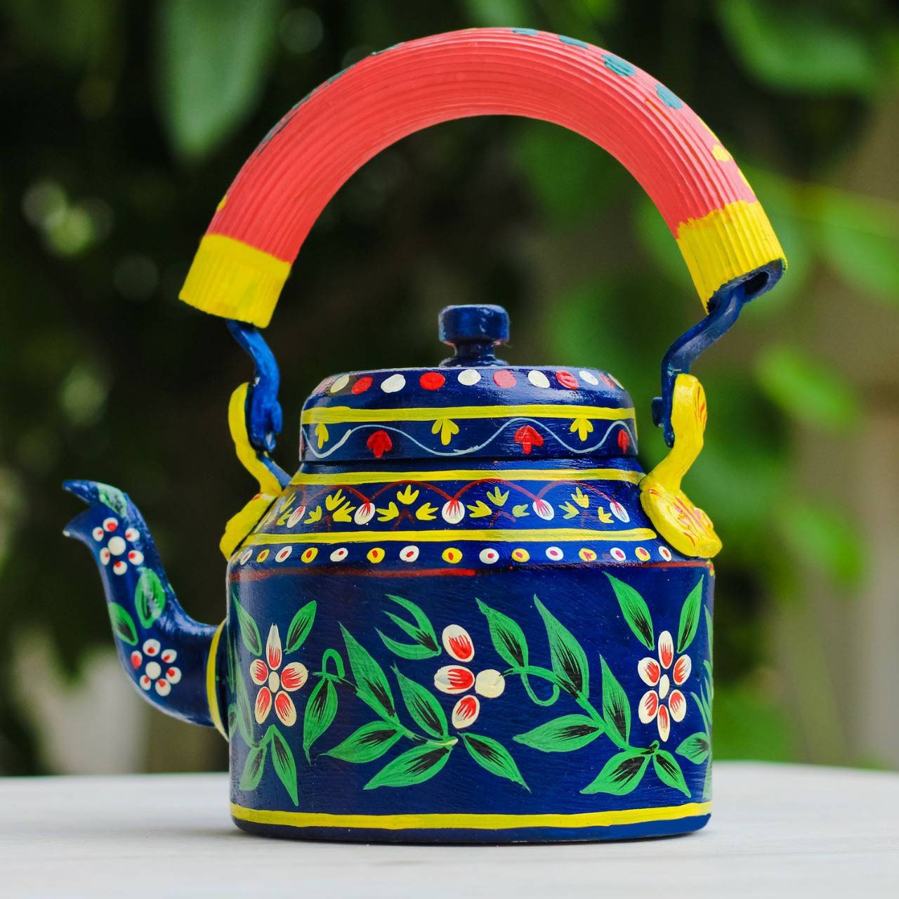 Hand Painted Tea Kettle Pink City, Festive Gift, Gift for Her