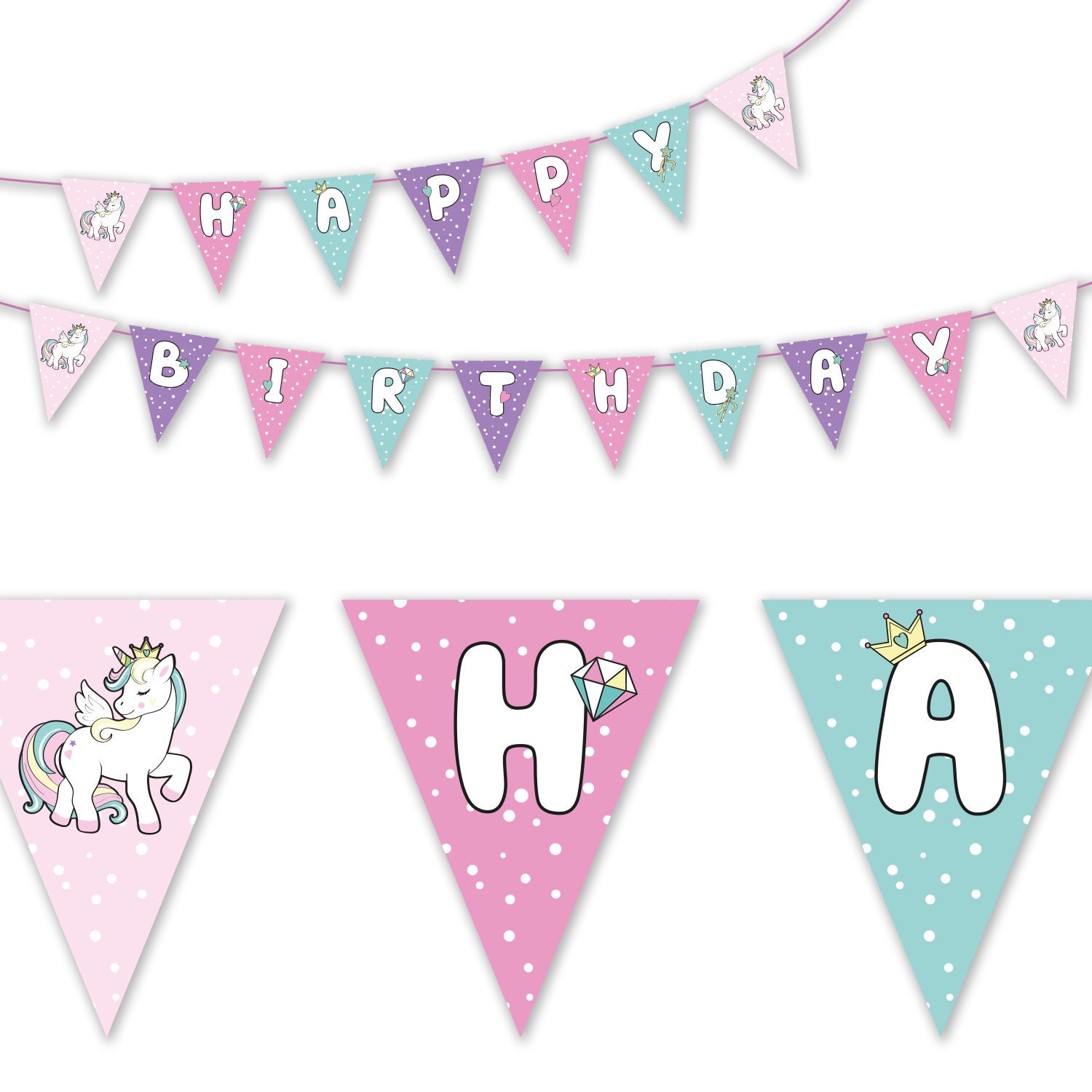 unicorn theme birthday party printables set etsy