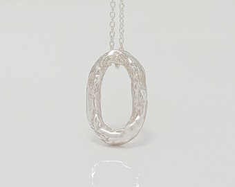 Contemporary Sterling Silver Pendant - Minimalist Open Circle Design