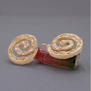 Contemporary earrings for women with a textured round spiral image 2