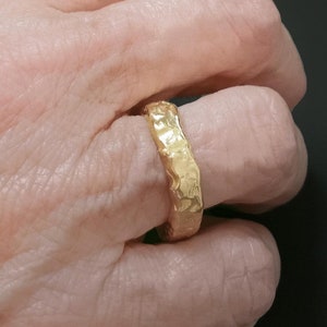 Gold Wedding Band Size 12 Organic Ring Textured Gold Band for Bridal Jewelry Statement Piece Wedding Band Custom Size 13 Ring Minimalist