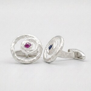 Sterling Silver Cufflinks with Natural Gem, Luxury Men Office Fashion cufflinks, Accessory Wedding Gift