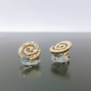 Contemporary earrings for women with a textured round spiral image 6