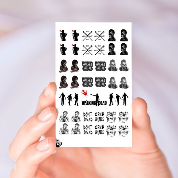 Zombie Nail Decals Stickers Art Designs Walking Dead Enthusiasts Nail Decorations Spooky Season Accessories, Vol III