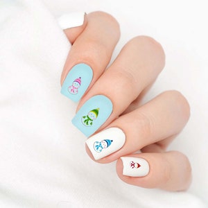 Colorful Snowman Nail Decals Stickers Art Designs Christmas Nail Decorations Holiday Winter Accessories image 2