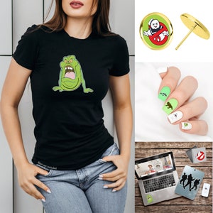 Ain't 'Fraid of no Ghost Nail Art Decals Earrings Vinyl Sticker Static Film Iron-On Stay Puft Slimer Ghost Enthusiasts Spooky Season Decor
