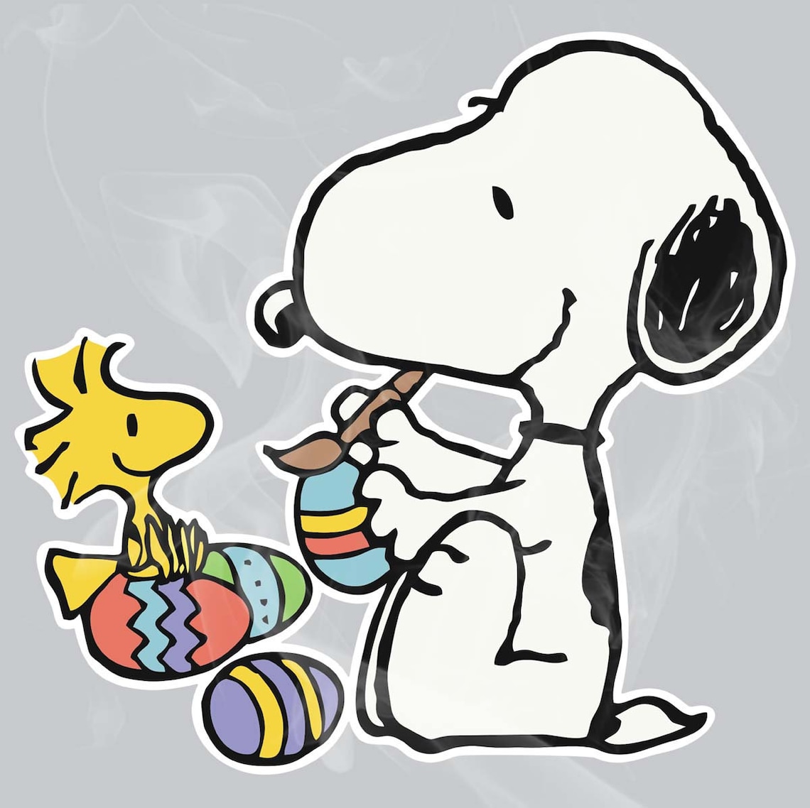 Snoopy and Woodstock Decorating Easter Eggs Vinyl Sticker Etsy