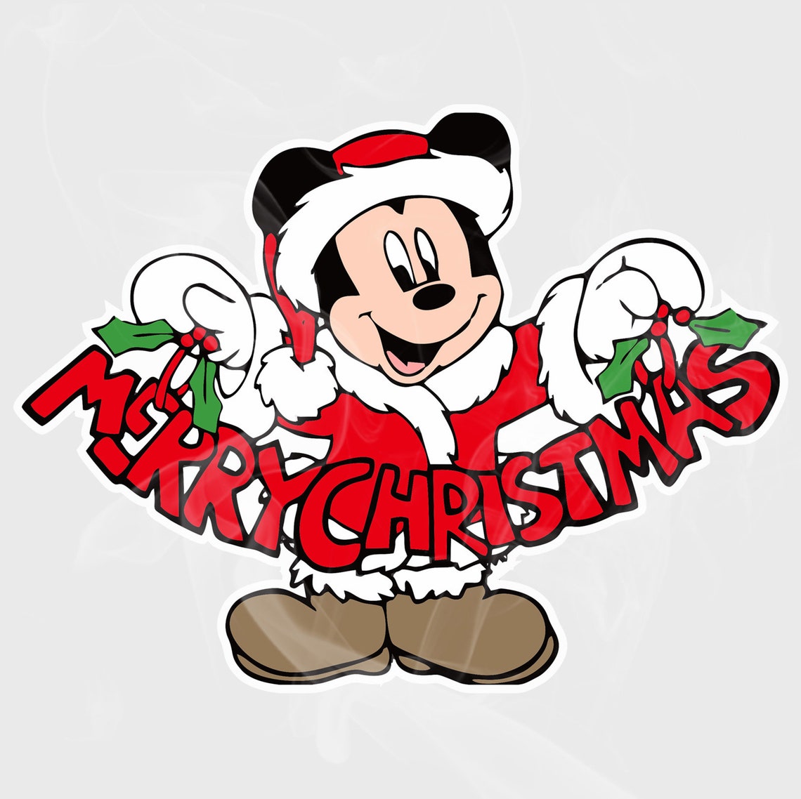 Mickey Style Merry Christmas Decal Vinyl Sticker Static Etsy