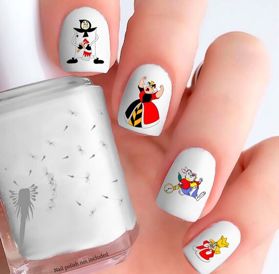 Alice In Wonderland Queen Of Hearts Nail Decals Etsy