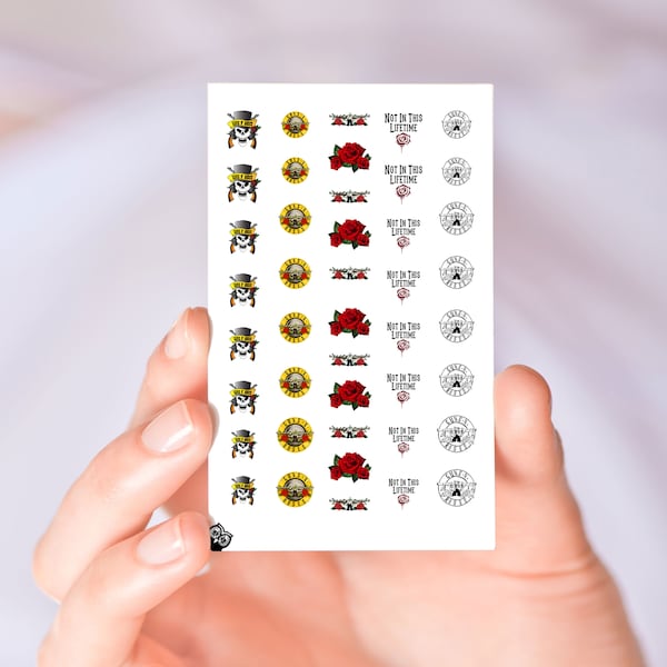 Rock Icons Nail Decals Stickers Art Designs Guns Roses Enthusiasts Nail Decorations Music Accessories