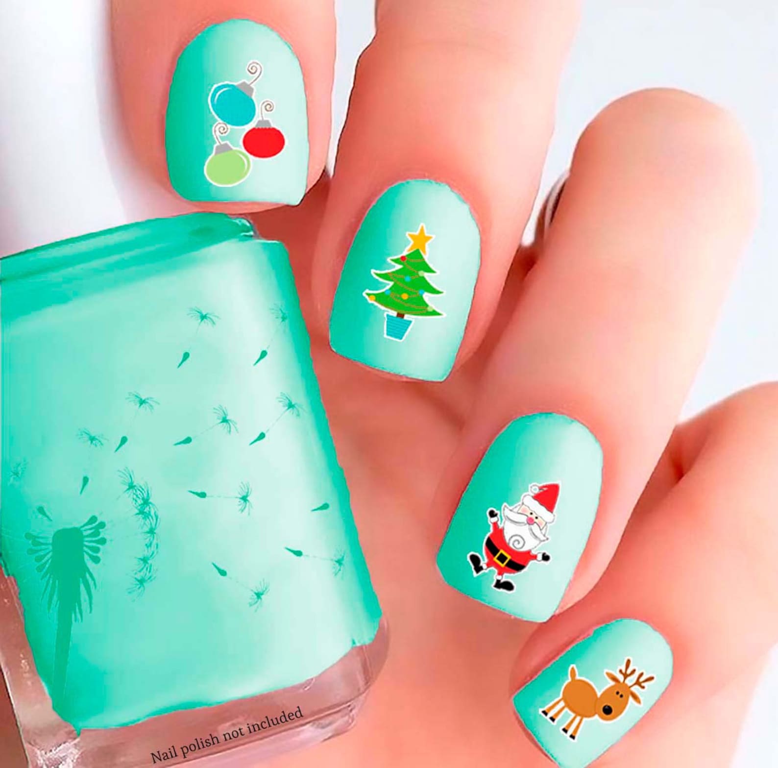 Colorful Christmas Nail Decals Etsy