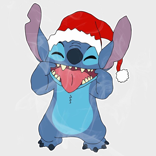 Ohana Extraterrestrial Santa Vinyl Decal Sticker Static Cling Window Film Iron-On Lilo Stitch Enthusiasts Christmas Holiday Winter Decor