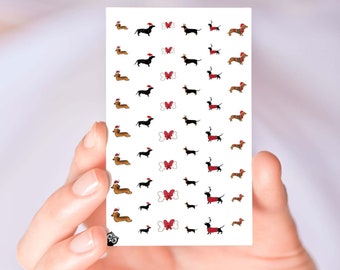 Dachshund Christmas Nail Decals Stickers Art Designs Holiday Nail Decorations Wiener Dog Winter Accessories