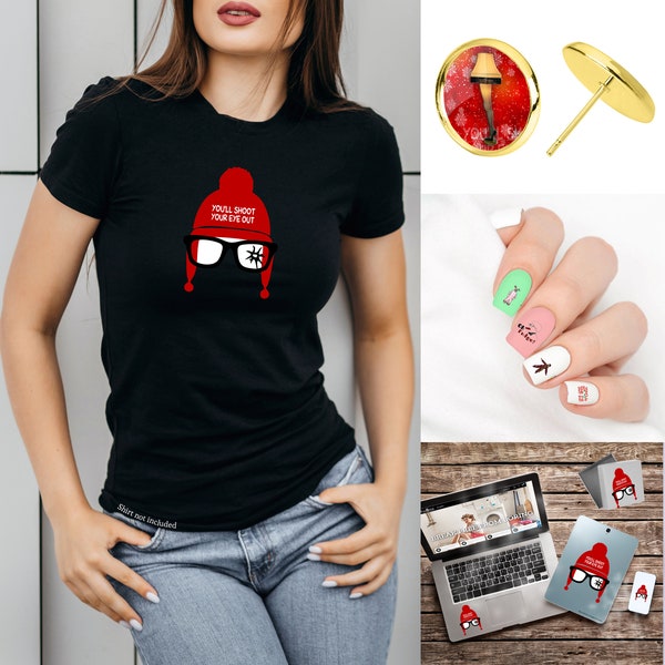 A Christmas Story Nail Art Decals Earrings Vinyl Decal Sticker Static Cling Window Film Vinyl Iron-On Holiday Christmas Decor