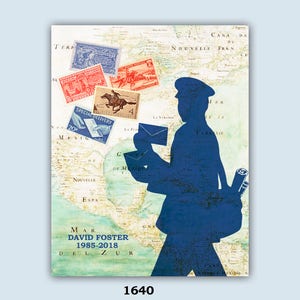 Mailman Print, Postman carte timbres affiche, Travailleur postal, CADEAU DE Facteur PERSONNALISÉ, cadeau de retraite de travailleur postal, décor de bureau de poste