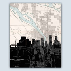 Portland Skyline, Personalized Skyline Print, Portland Decor, Portland Poster, Portland Art Print, Portland Oregon, Portland Wall Art