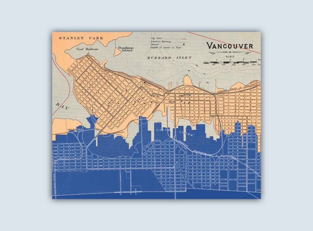 Vancouver Personalized Skyline Print Vancouver Decor Etsy