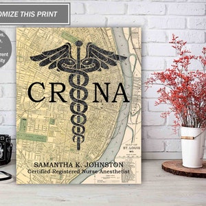 Custom Certified Registered Nurse Anesthetist CRNA Poster, CRNA Graduation Gift